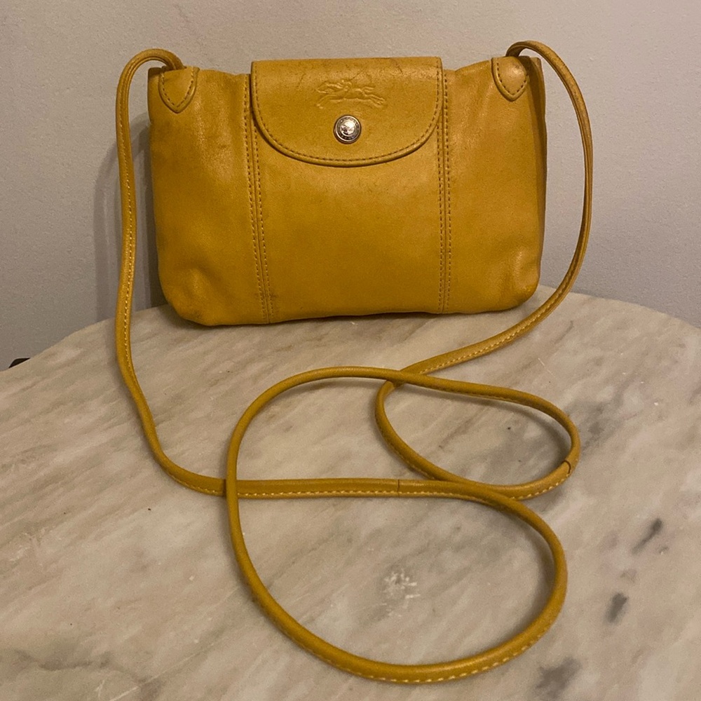 Yellow Leather Crossbody Bag - Unbranded
